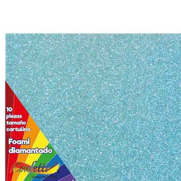 FOAMY DIAMANTADO 55X43CM. AZUL CIELO E.10 C.300